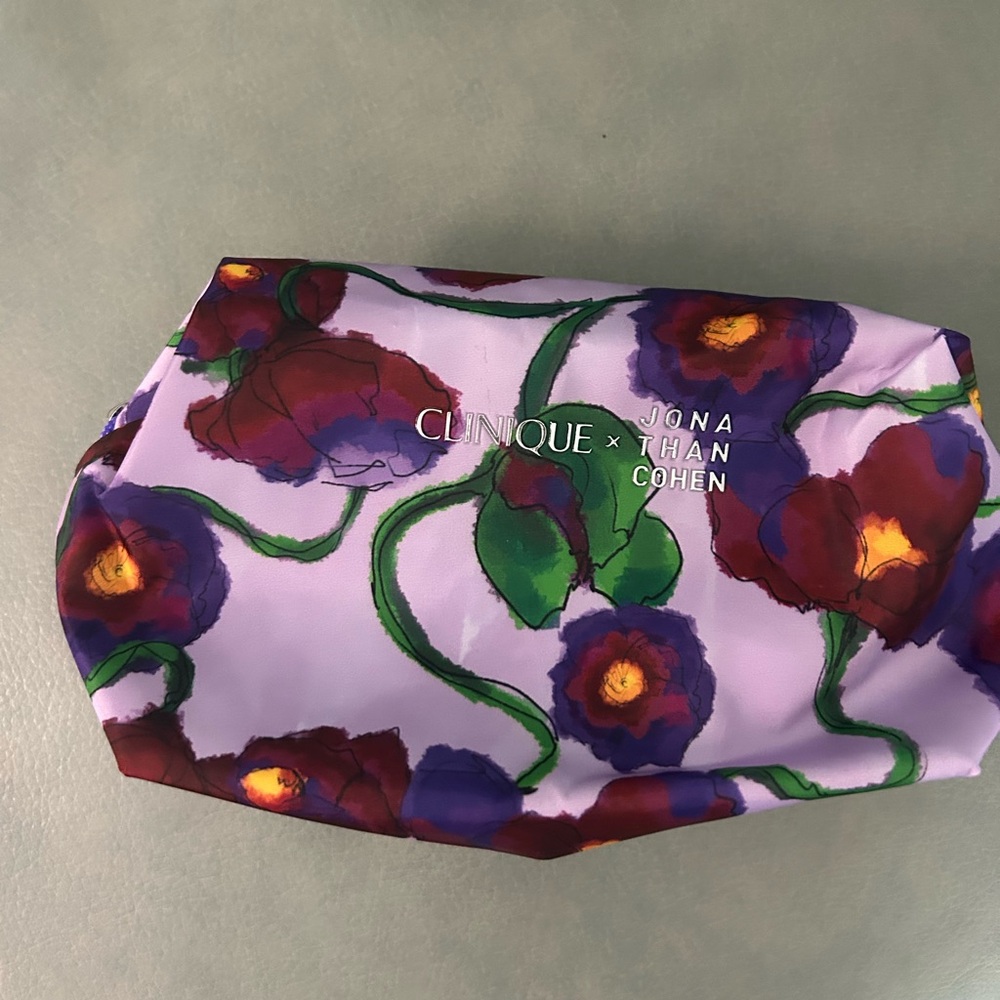 Jonathan Cohen Floral Print Cosmetic Bag in Lavender, Red, Purple, Green